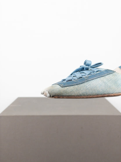 Dior by Galliano SS02 Lace-Up Corset Denim Kitten Heel Mules