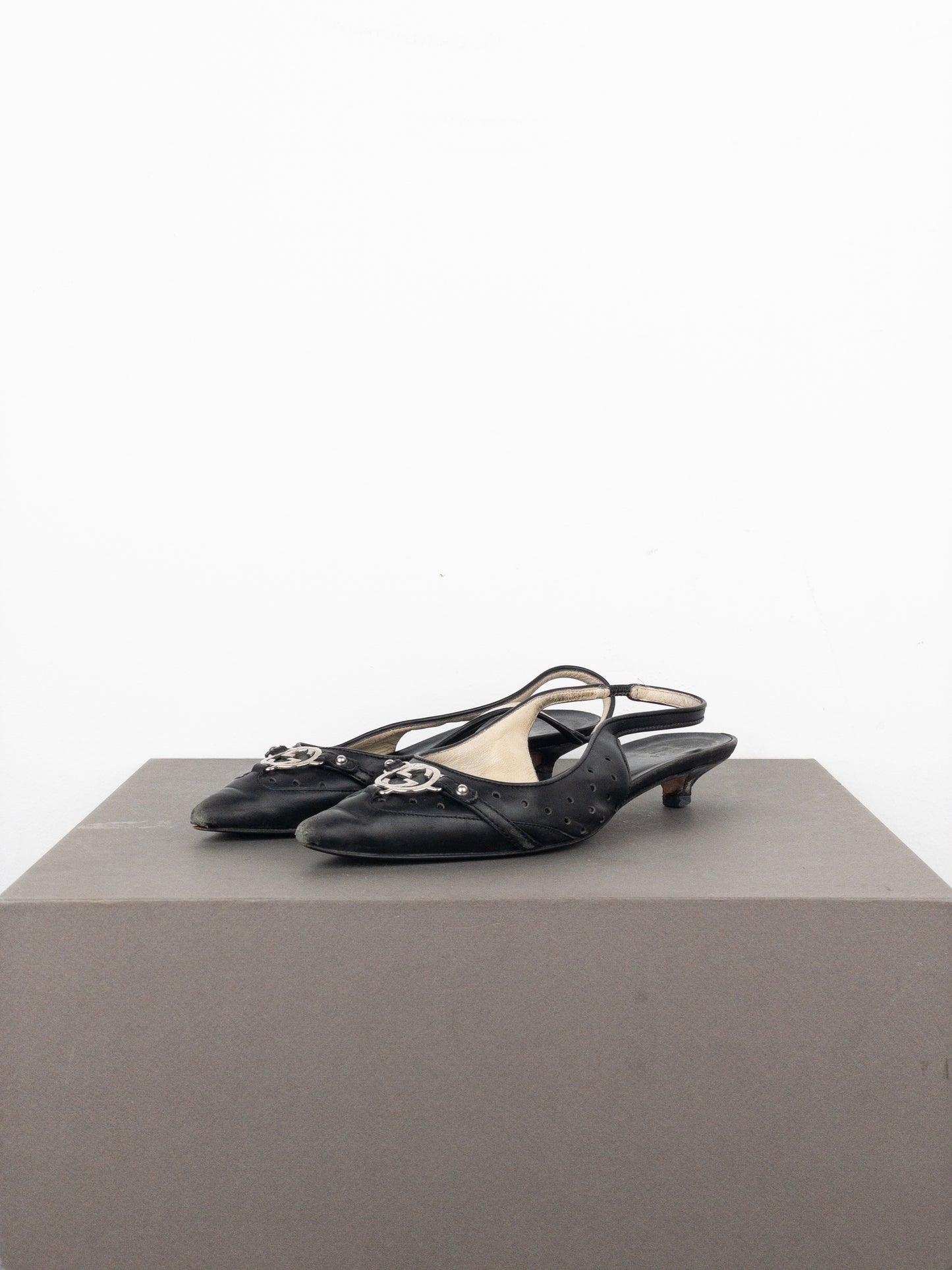 Gucci by Tom Ford 2000s GG Logo Slingback Kitten Heels