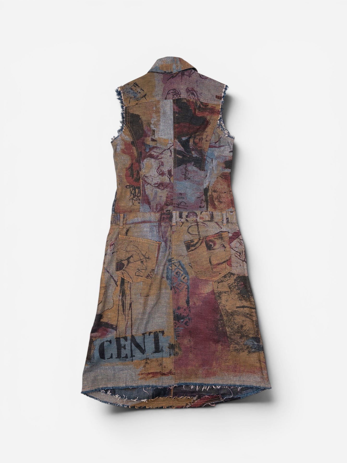 Roberto Cavalli 2000s Napoleon Print Denim Maxi Dress
