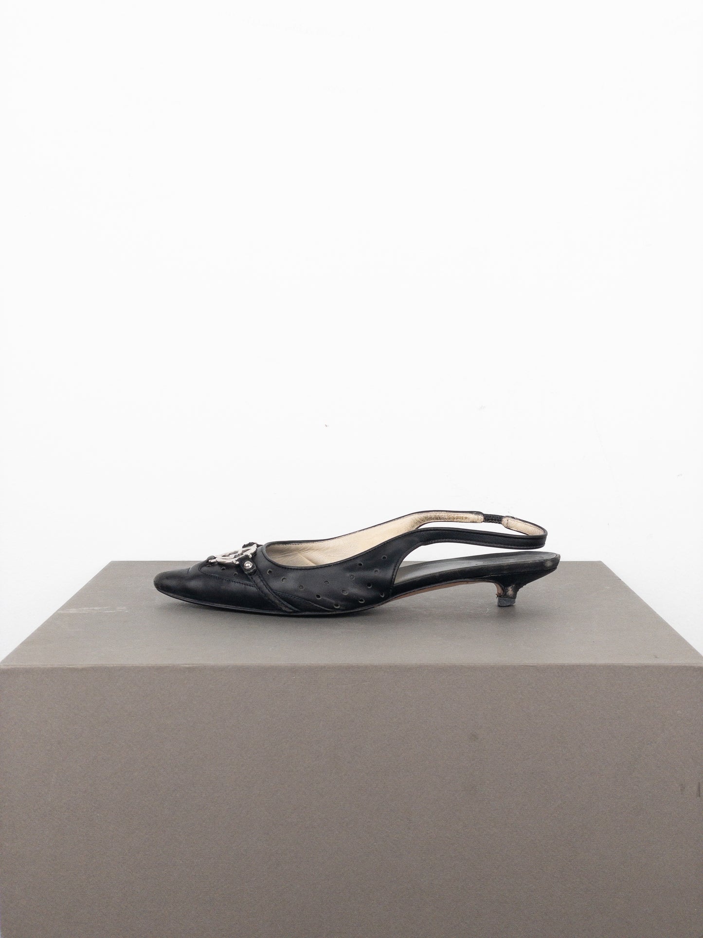 Gucci by Tom Ford 2000s GG Logo Slingback Kitten Heels