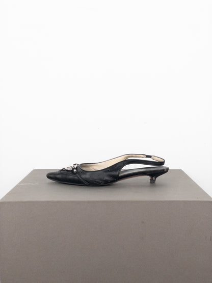 Gucci by Tom Ford 2000s GG Logo Slingback Kitten Heels