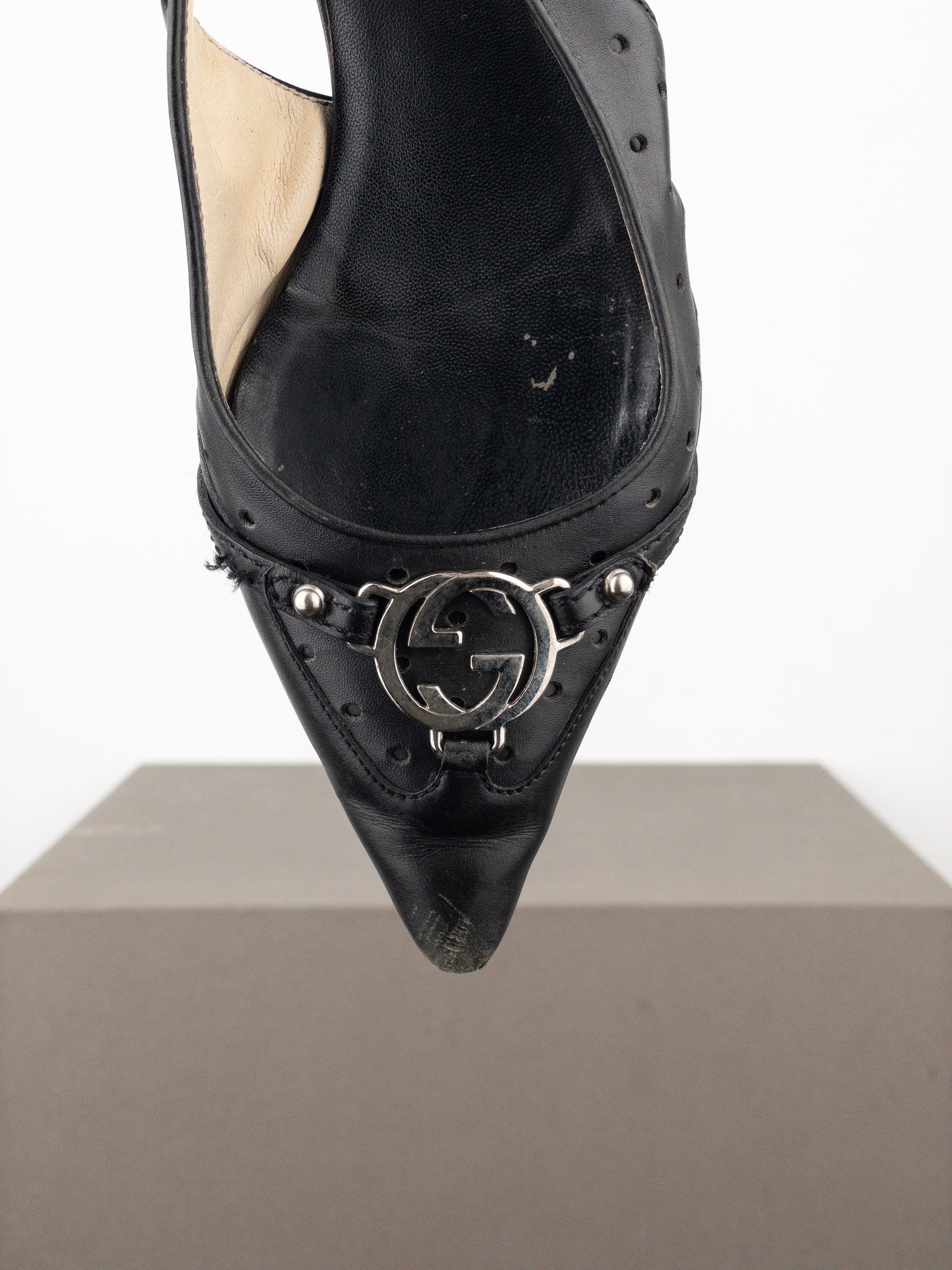Gucci by Tom Ford 2000s GG Logo Slingback Kitten Heels