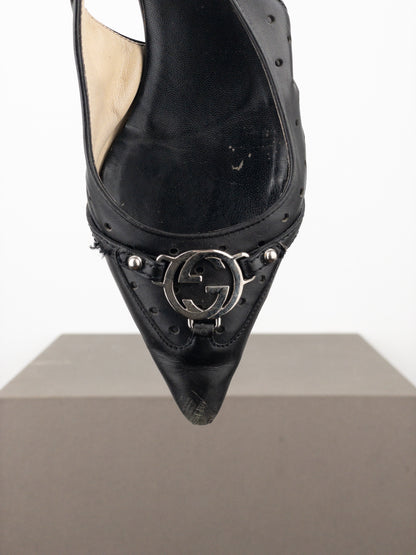 Gucci by Tom Ford 2000s GG Logo Slingback Kitten Heels