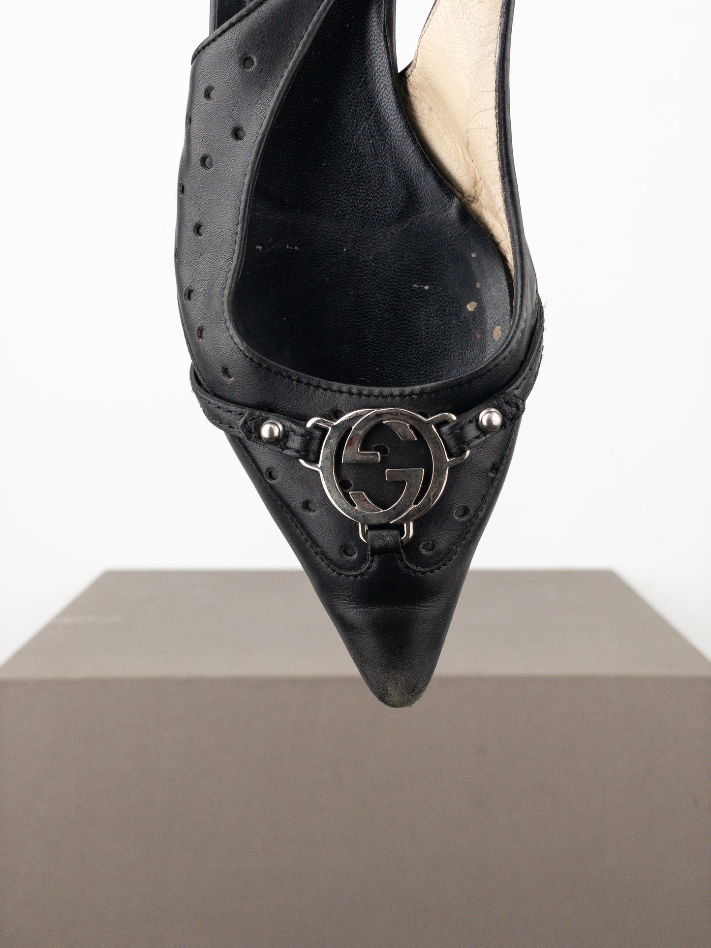 Gucci by Tom Ford 2000s GG Logo Slingback Kitten Heels