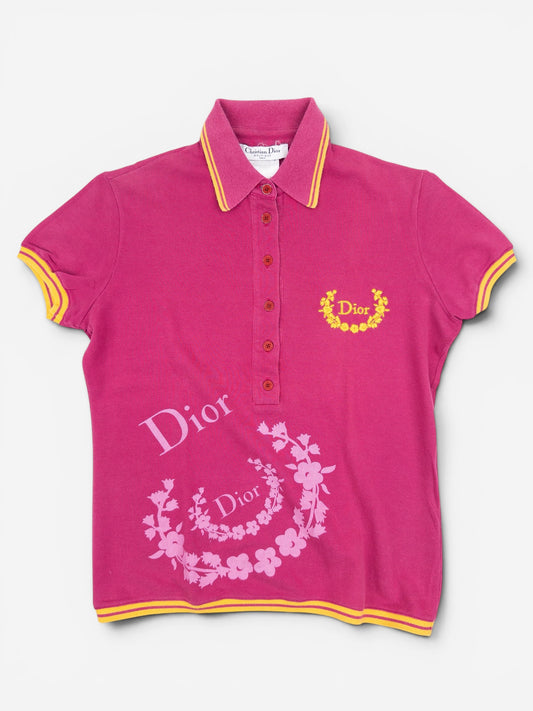 Dior by Galliano AW04 Floral Logo Golf Shortsleeve Polo Shirt