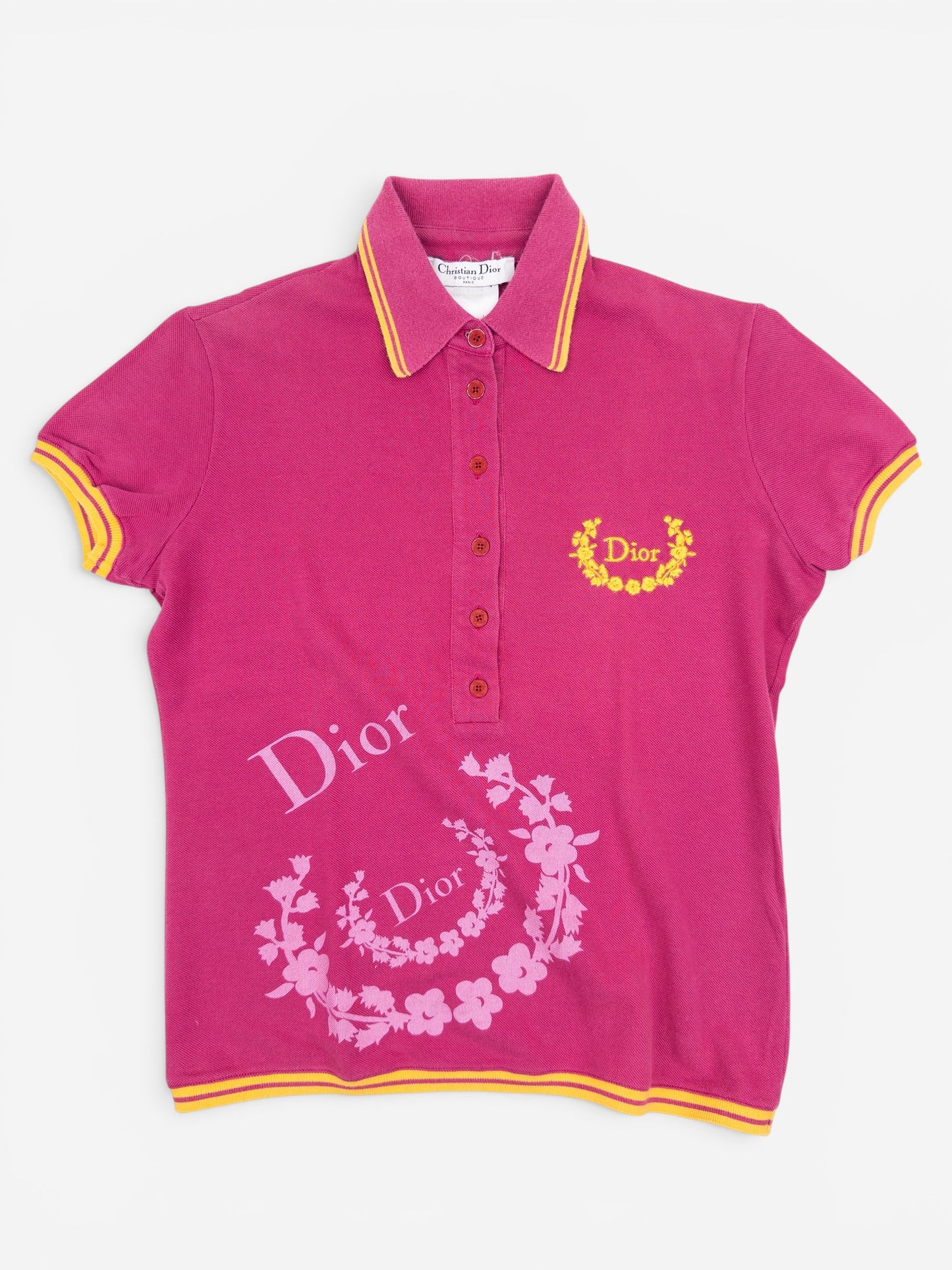Dior by Galliano AW04 Floral Logo Golf Shortsleeve Polo Shirt
