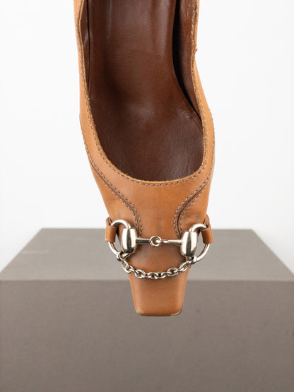 Gucci by Tom Ford AW03 Square-Toe Horsebit Pump Heels