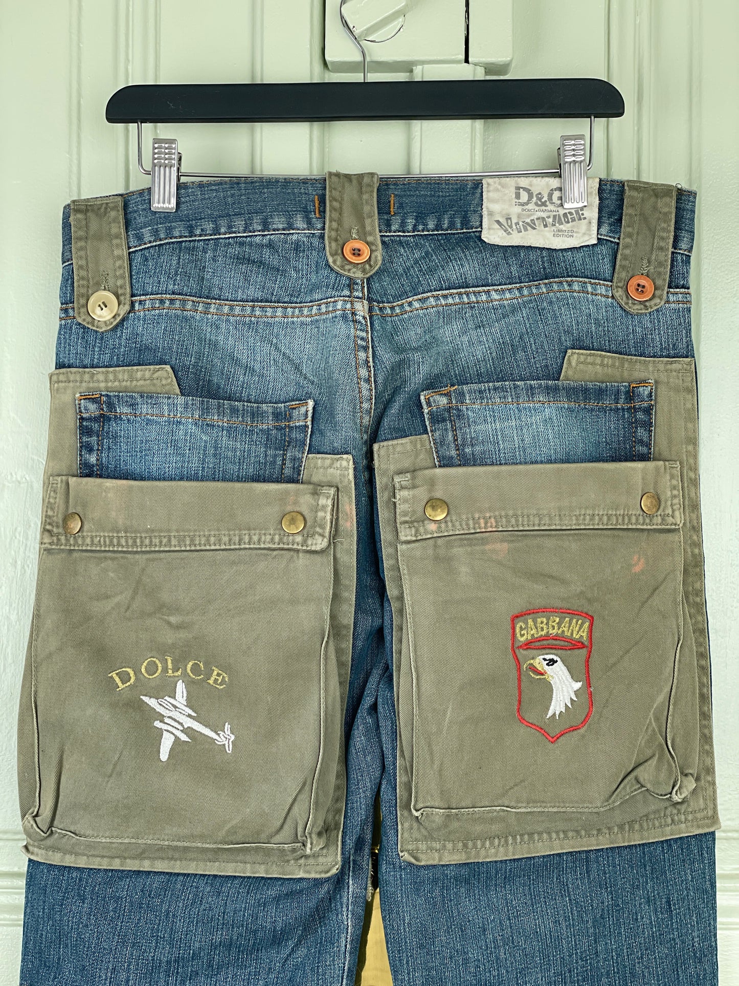 Dolce & Gabbana AW05 Hybrid Denim Cargo Pants