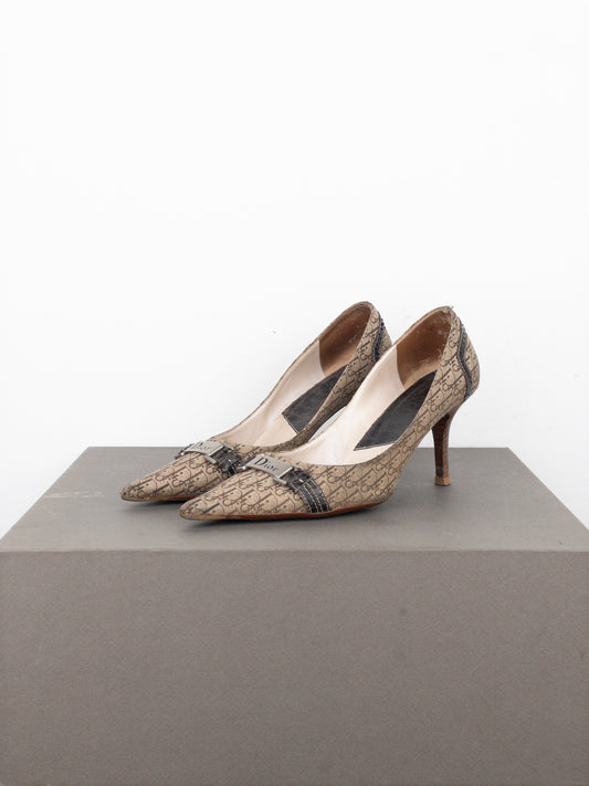 Dior by Galliano 2000s Diorissimo Monogram Buckle Pump Heels