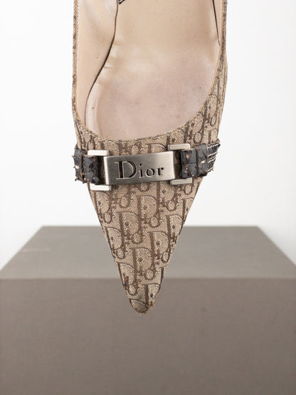 Dior by Galliano 2000s Diorissimo Monogram Buckle Pump Heels