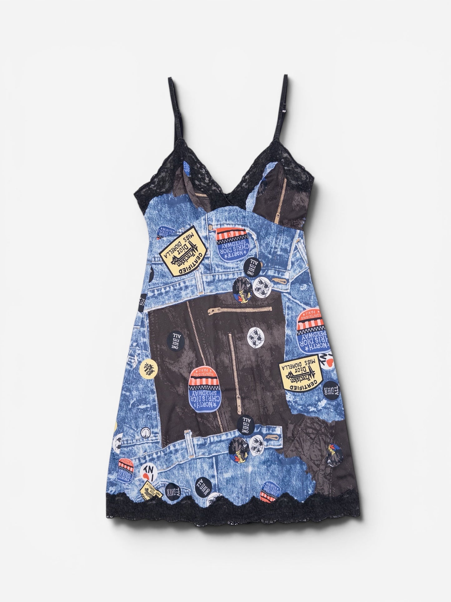 Dior by Galliano AW01 'Miss Diorella' Print Lace Slip Mini Dress