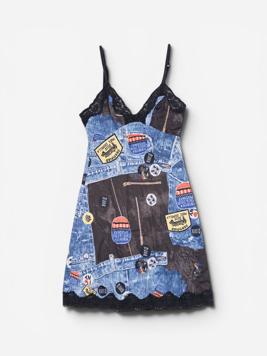 Dior by Galliano AW01 'Miss Diorella' Print Lace Slip Mini Dress