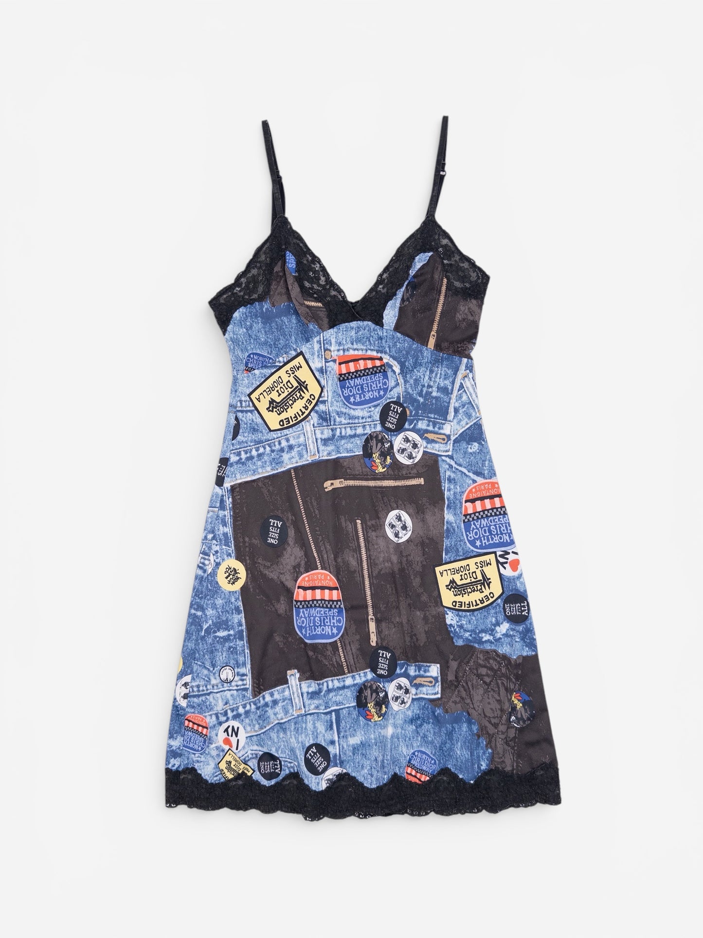 Dior by Galliano AW01 'Miss Diorella' Print Lace Slip Mini Dress