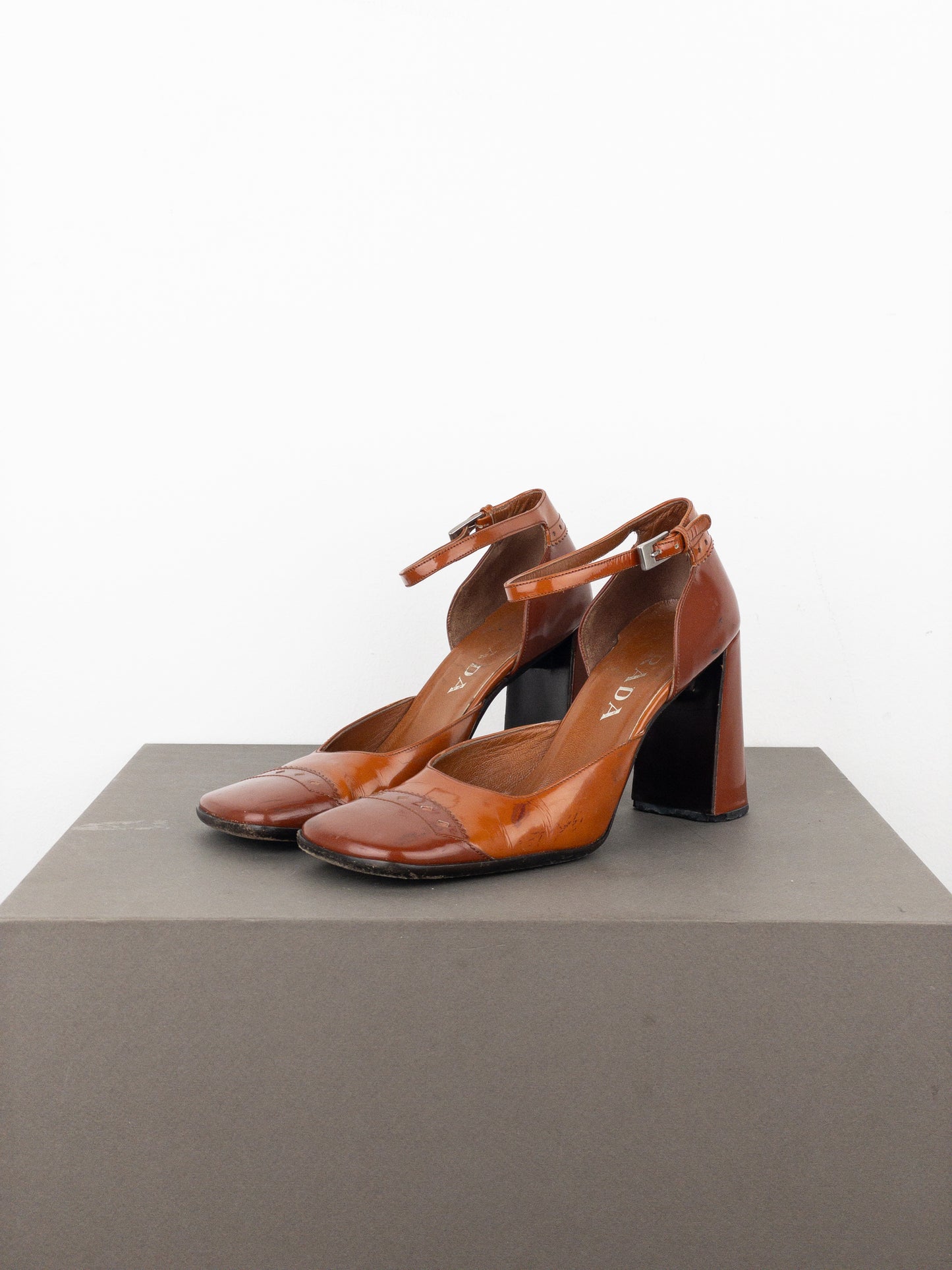 Prada AW99 Square Toe Brogue Pump Heels