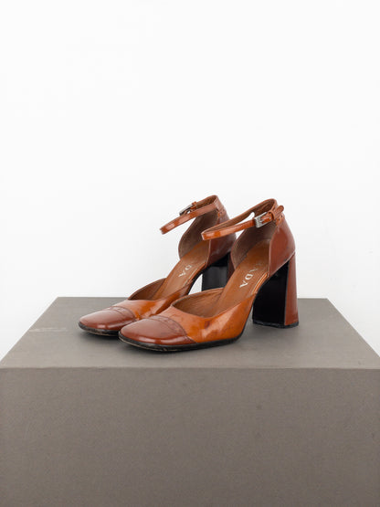 Prada AW99 Square Toe Brogue Pump Heels