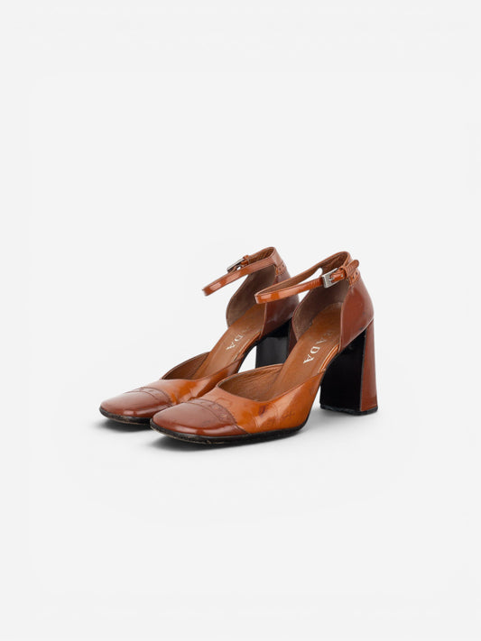 Prada AW99 Square Toe Brogue Pump Heels