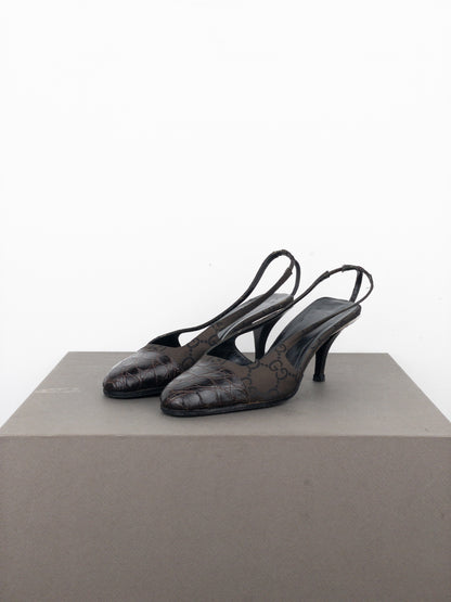 Gucci by Tom Ford SS98 Square Toe Crystal Slingback Pump Heels