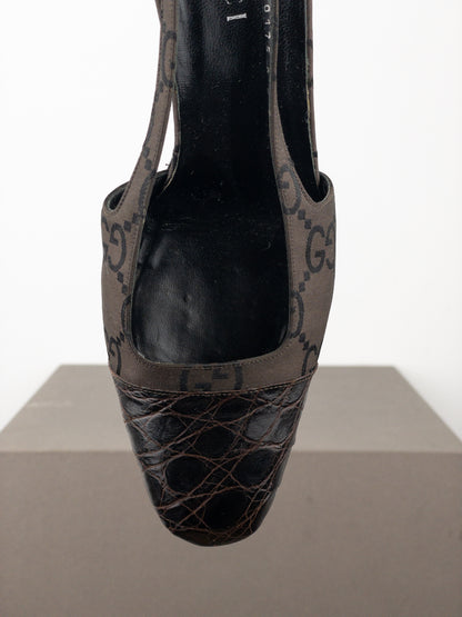 Gucci by Tom Ford SS98 Square Toe Crystal Slingback Pump Heels