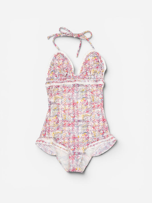 Chanel by Karl Lagerfeld 05C One Piece Open Back Ruffle Bathing Suit