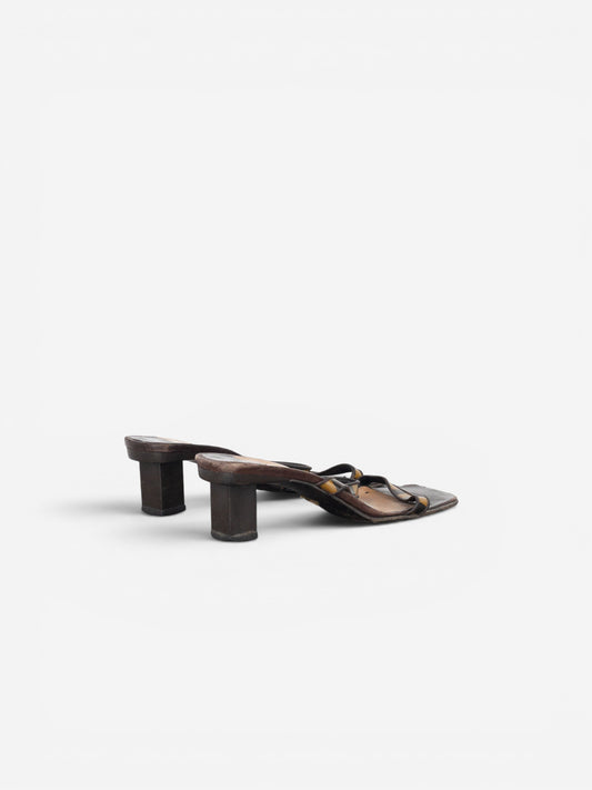 Louis Vuitton 2000s Square Toe Damier Check Sandal Mule Heels – photo 2