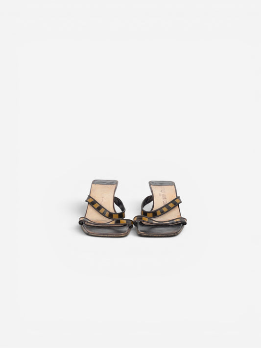Louis Vuitton 2000s Square Toe Damier Check Sandal Mule Heels – photo 5