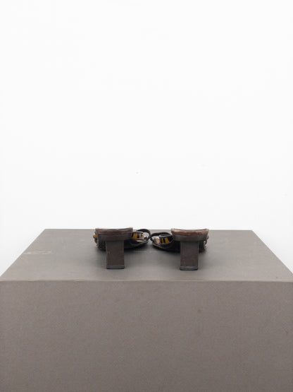 Louis Vuitton 2000s Square Toe Damier Check Sandal Mule Heels