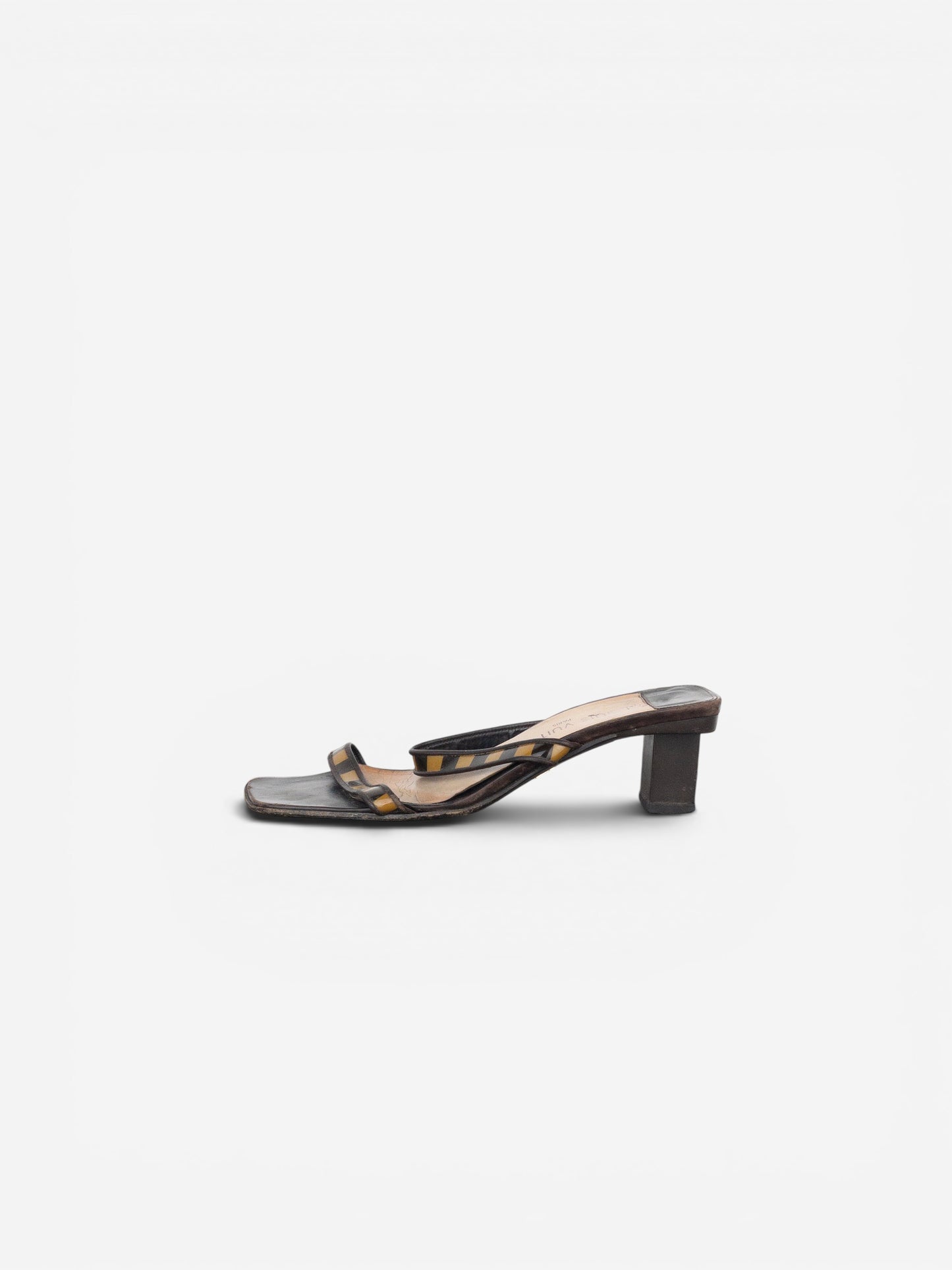Louis Vuitton 2000s Square Toe Damier Check Sandal Mule Heels – photo 3