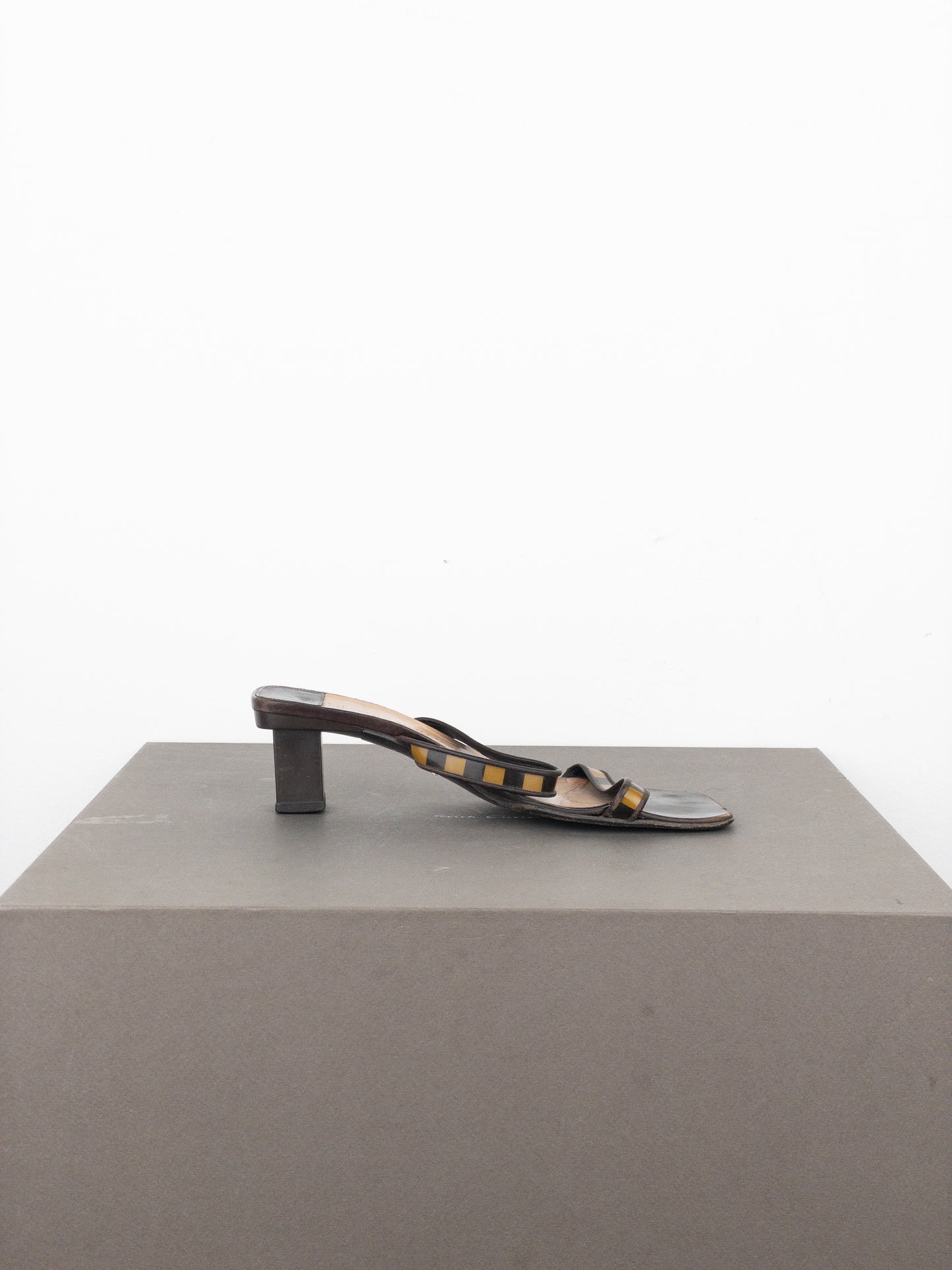 Louis Vuitton 2000s Square Toe Damier Check Sandal Mule Heels