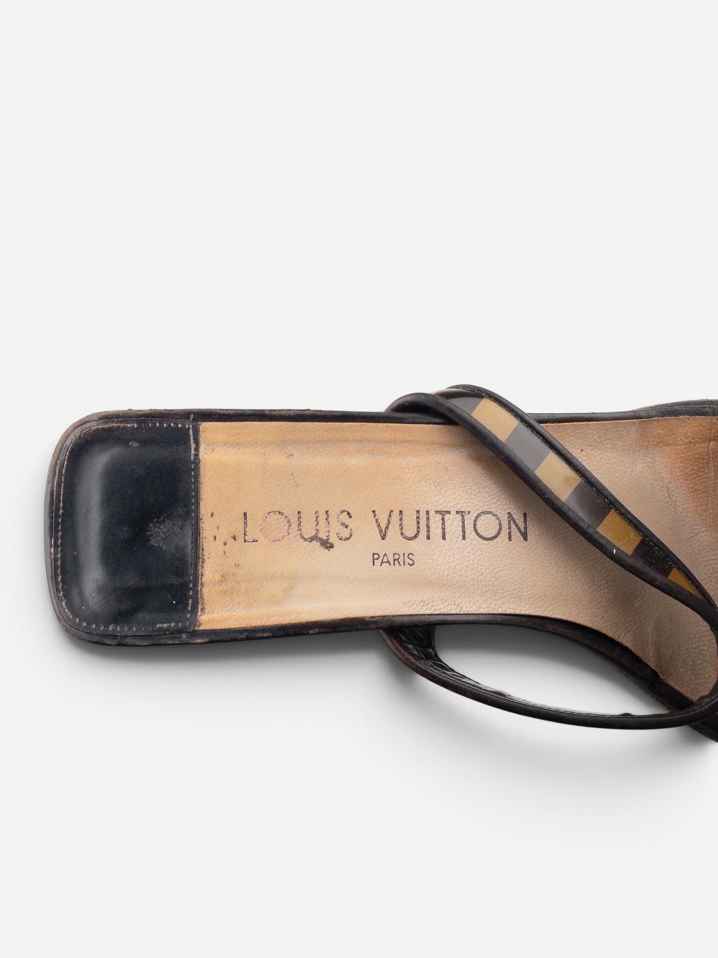 Louis Vuitton 2000s Square Toe Damier Check Sandal Mule Heels – photo 8