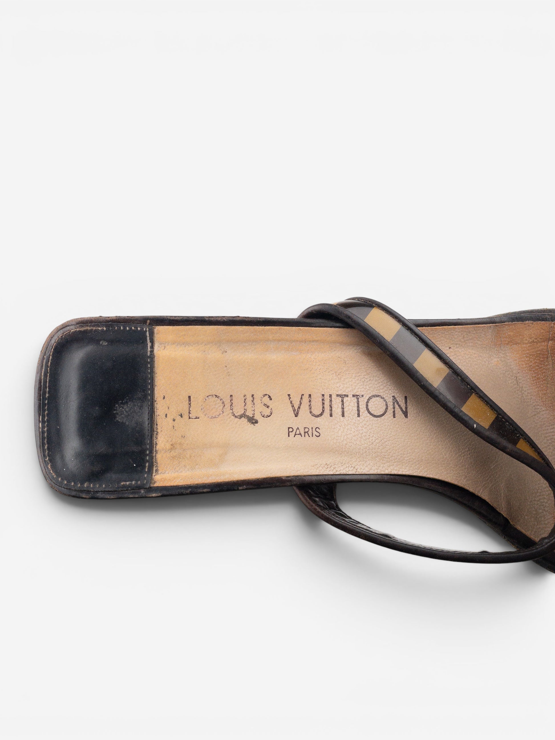 Louis Vuitton 2000s Square Toe Damier Check Sandal Mule Heels – photo 8