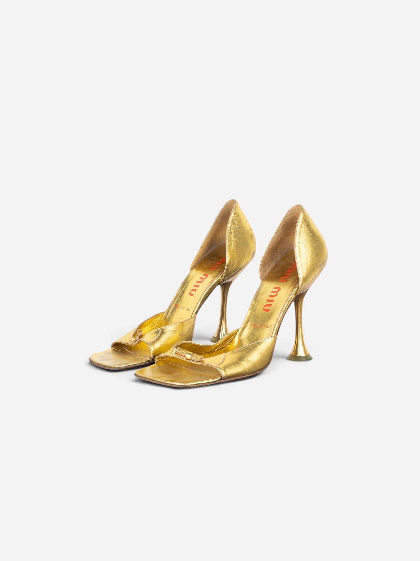Miu Miu AW99 Square Toe Sculptural Metal High Heels