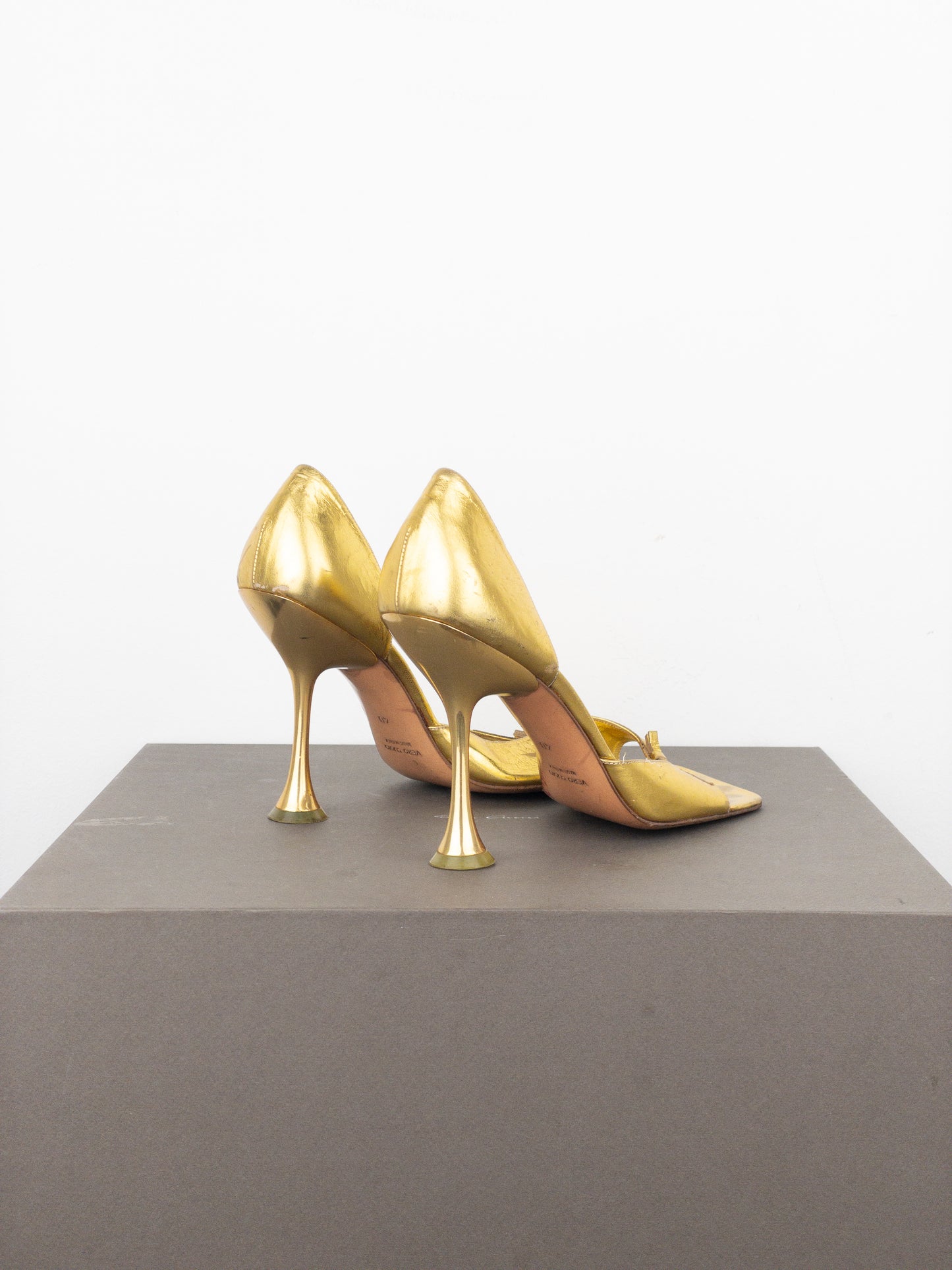 Miu Miu AW99 Square Toe Sculptural Metal High Heels