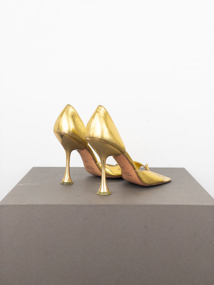 Miu Miu AW99 Square Toe Sculptural Metal High Heels