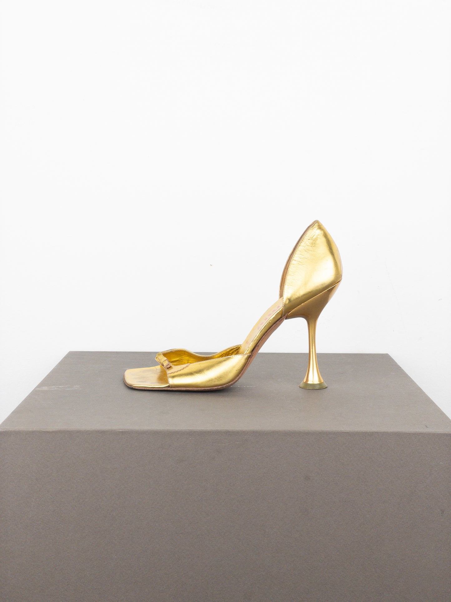 Miu Miu AW99 Square Toe Sculptural Metal High Heels
