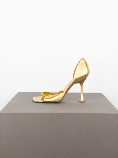 Miu Miu AW99 Square Toe Sculptural Metal High Heels