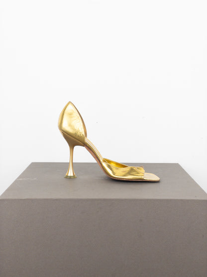Miu Miu AW99 Square Toe Sculptural Metal High Heels