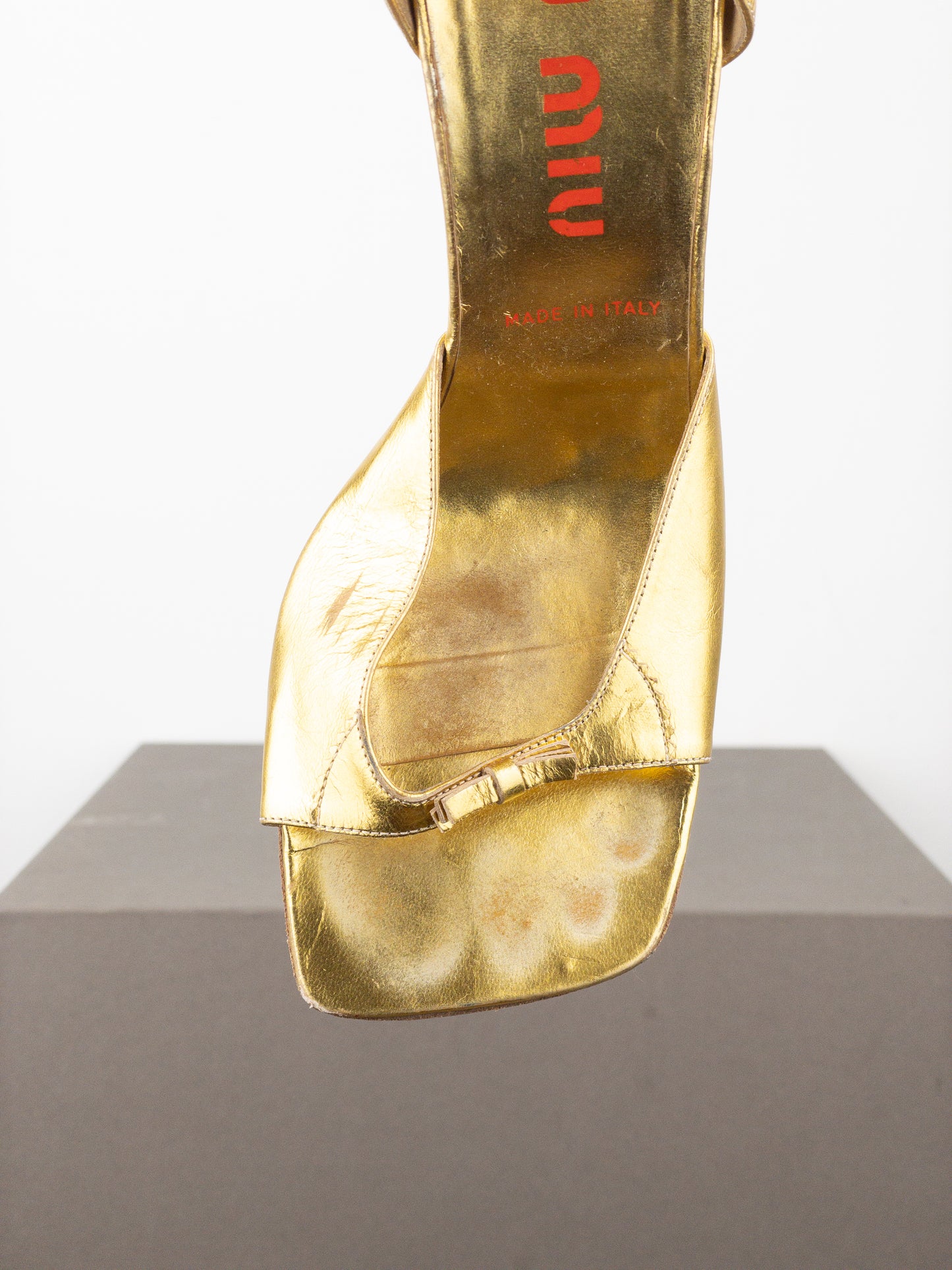 Miu Miu AW99 Square Toe Sculptural Metal High Heels