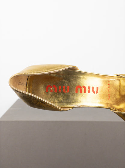 Miu Miu AW99 Square Toe Sculptural Metal High Heels