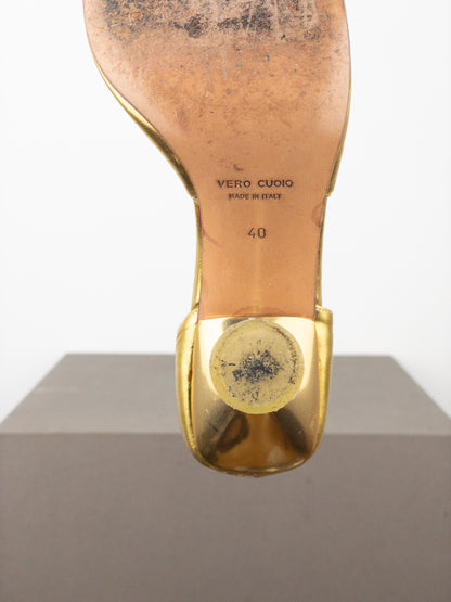 Miu Miu AW99 Square Toe Sculptural Metal High Heels