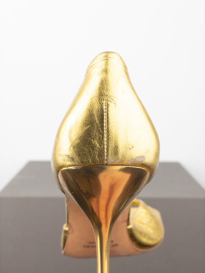 Miu Miu AW99 Square Toe Sculptural Metal High Heels