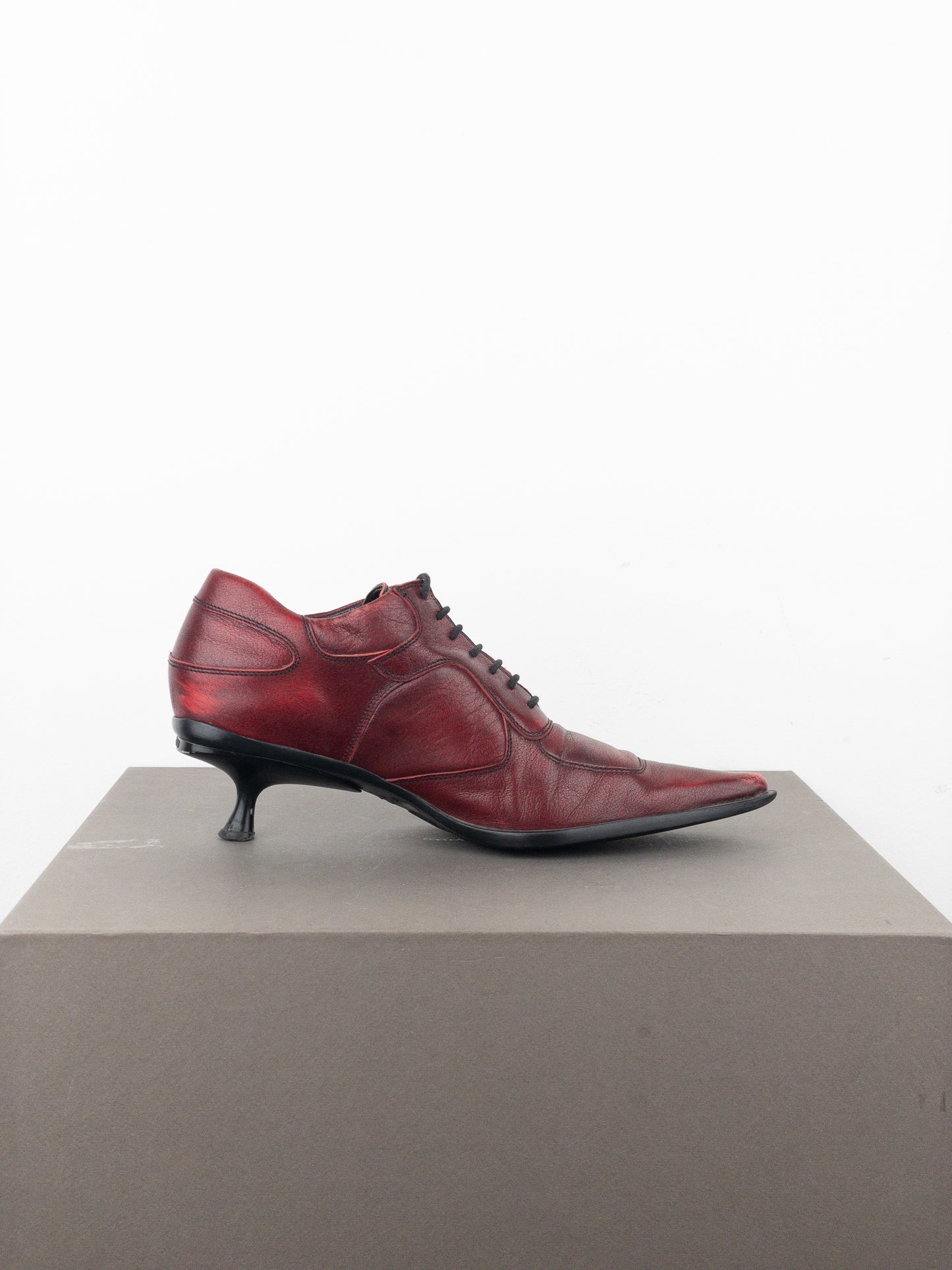 Miu Miu AW99 Kitten Heel Biker Moto Shoes