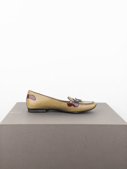 Prada SS00 Square Toe Metal Heart Loafers