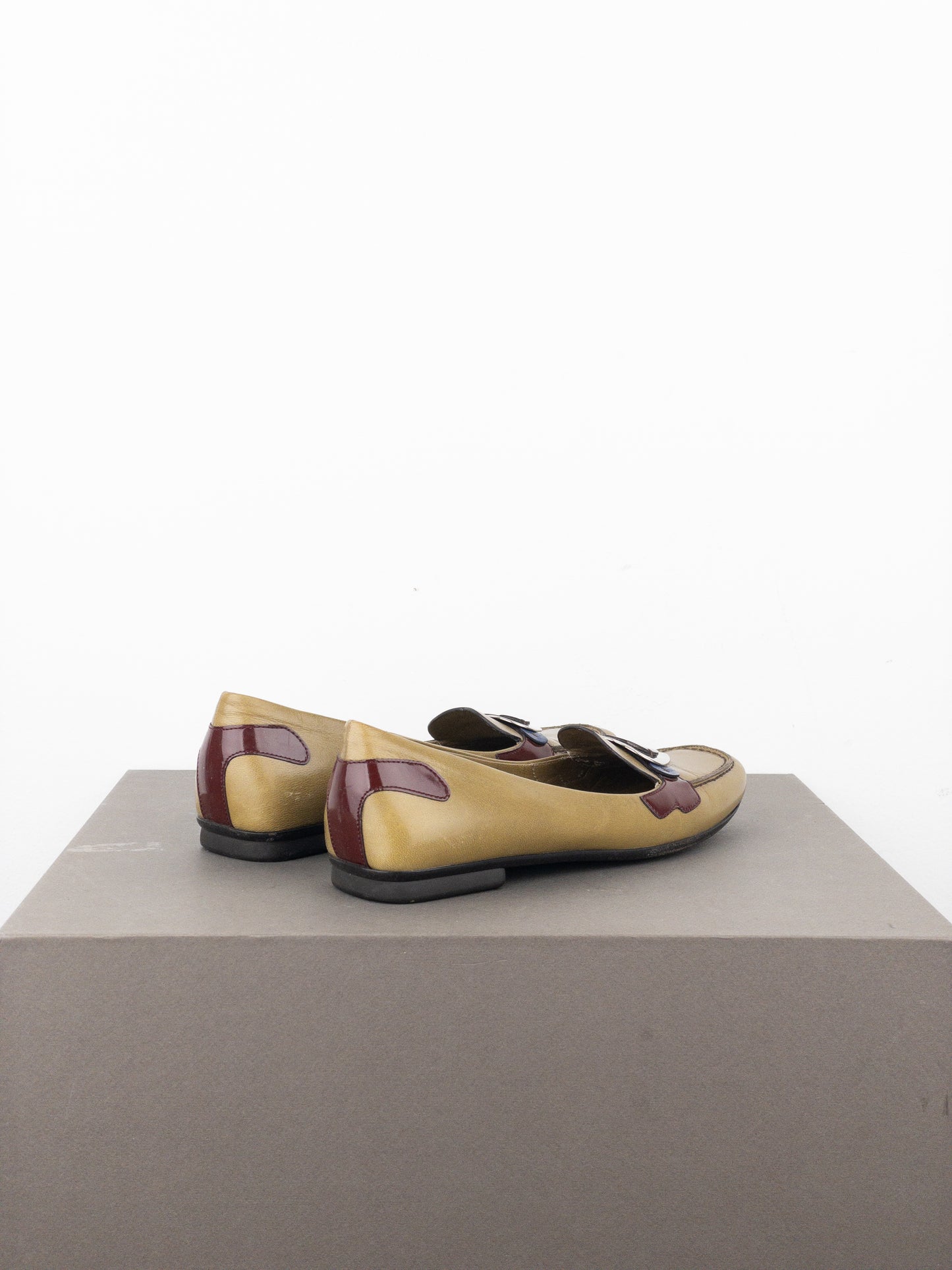 Prada SS00 Square Toe Metal Heart Loafers