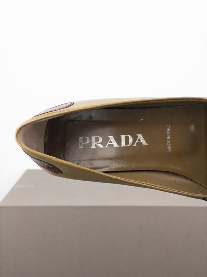 Prada SS00 Square Toe Metal Heart Loafers