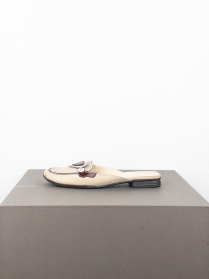 Prada SS00 Square Toe Metal Heart Mules