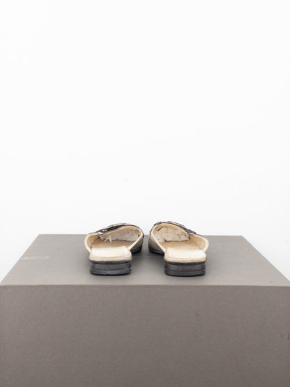 Prada SS00 Square Toe Metal Heart Mules