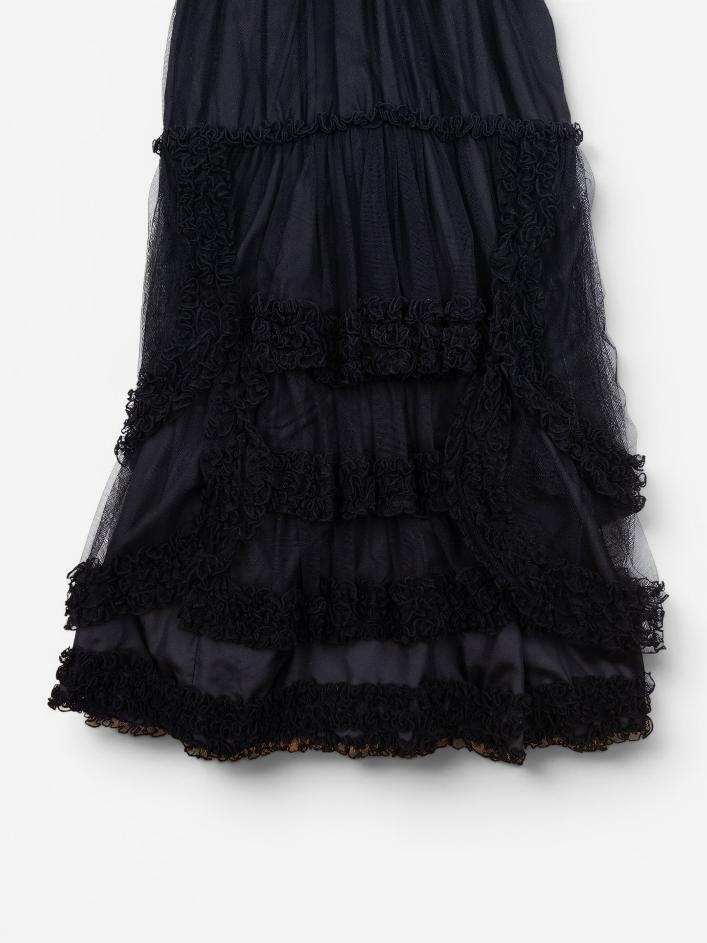 Jean Paul Gaultier 2000s Summer Chiffon Tulle Lace Ruffle Doll Midi Dress