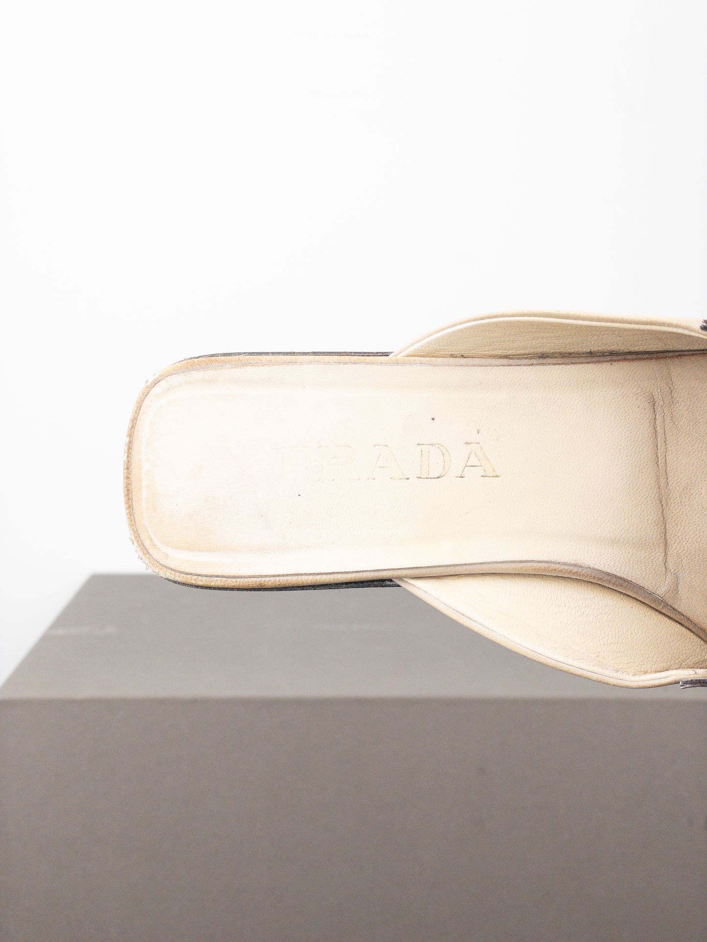 Prada SS00 Square Toe Metal Heart Mules