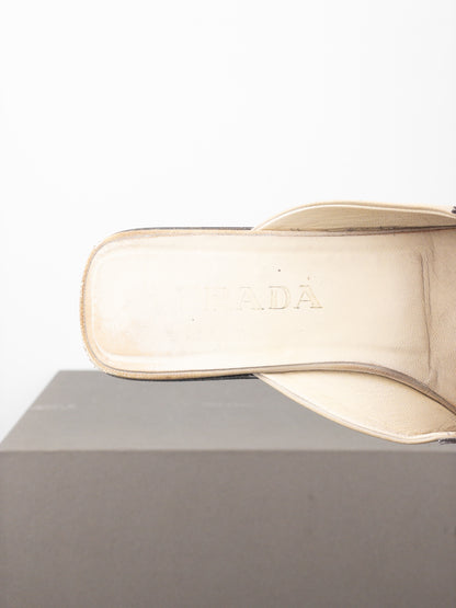Prada SS00 Square Toe Metal Heart Mules