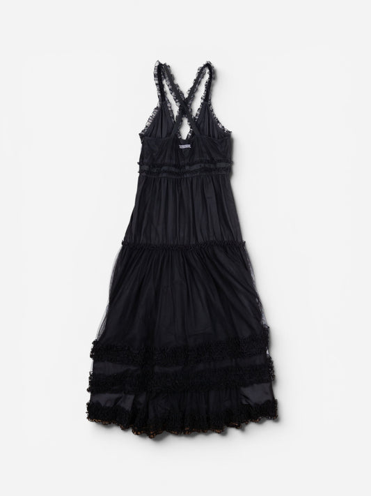 Jean Paul Gaultier 2000s Summer Chiffon Tulle Lace Ruffle Doll Midi Dress – photo 2